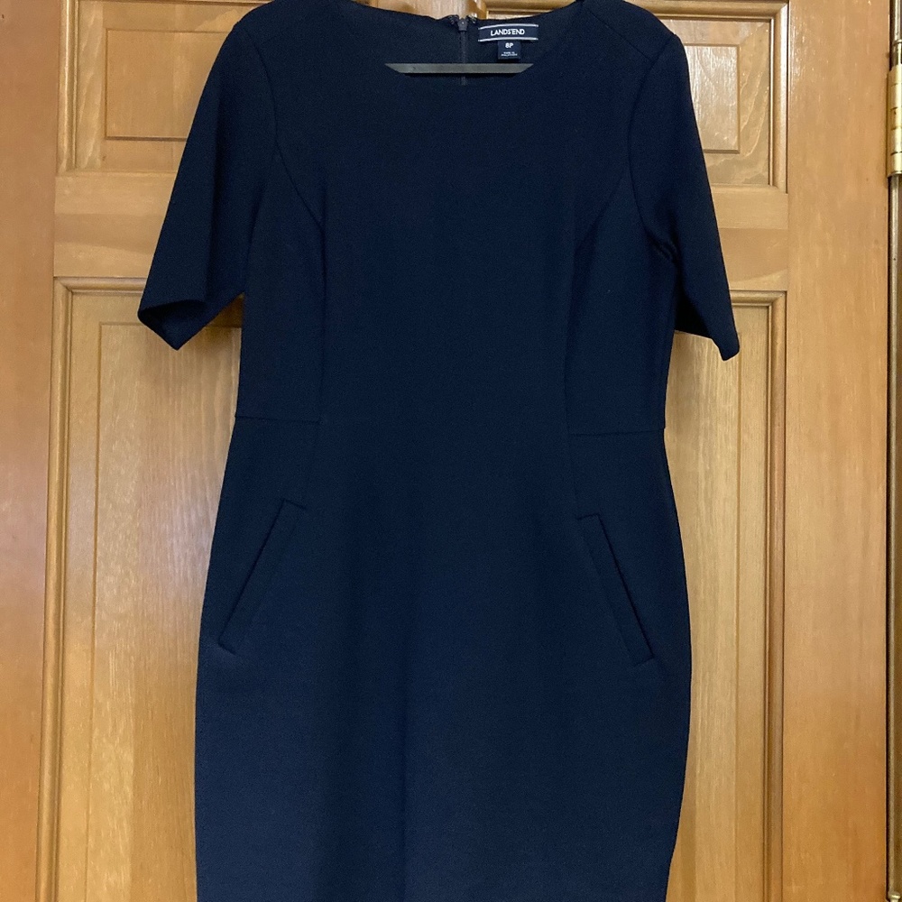 Land’ End Ponte Sheath Dress, Navy, 8P